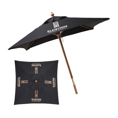 7' Square Wooden Market Umbrella